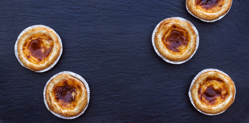Egg tart on a grunge background