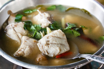 Hot and sour grouper soup.