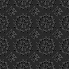 Seamless 3D dark paper cut art background 440 round cross flower
