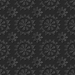Seamless 3D dark paper cut art background 440 round cross flower
