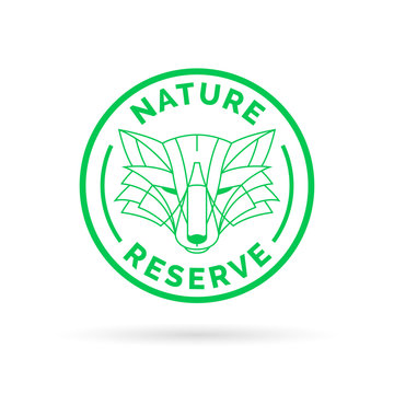 Wildlife park nature reserve icon emblem with wild fox symbol stamp. Vector illustration.
