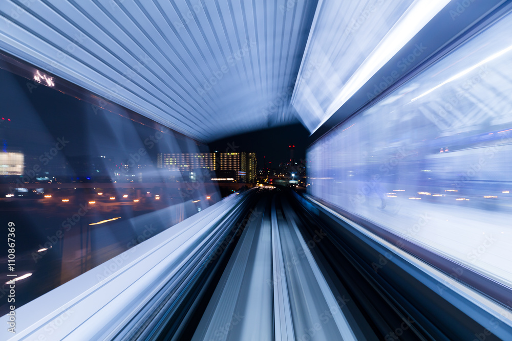 Wall mural speeding train through the tunnel