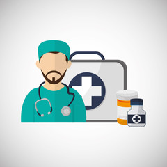 Medical care design. Health care icon. Flat illustration