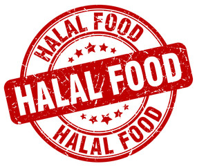halal food red grunge round vintage rubber stamp