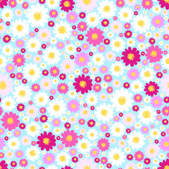 Flower seamless pattern. Small daisies background 
