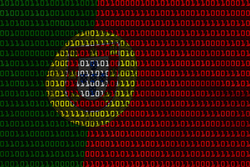 Portuguese Technology Concept - Flag of Portugal in Binary Code - 3D Illustration