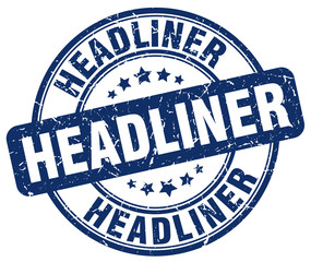 headliner blue grunge round vintage rubber stamp