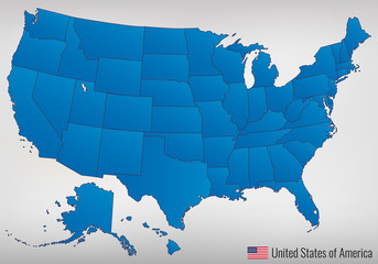 USA map with federal states. All states are selectable. Vector