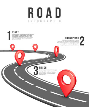 Road infographic vector template. Road information chart, creative traffic road infigraphic banner illustration