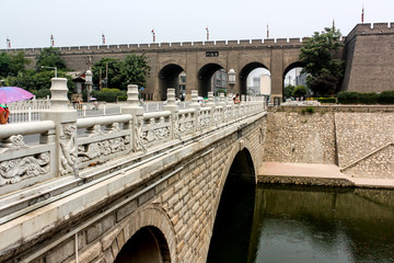 Anciet chinese tower Pagoda and the famous Xian city wall fortifications, UNESCO World Heritage, Xian, Shanxi Province, China © MediaNation.online