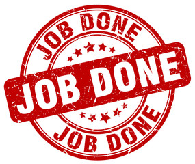 job done red grunge round vintage rubber stamp