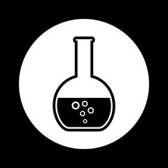 Black and white laboratory glass icon