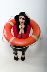 girl in a hat with a lifeline