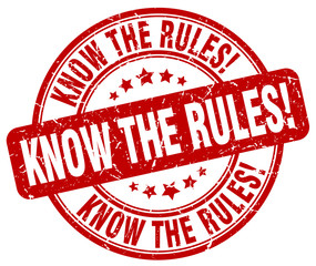 know the rules red grunge round vintage rubber stamp