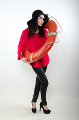 girl in a hat with a lifeline