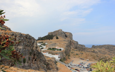 Fototapeta na wymiar View to the Acropolis of Lindos. Rhodes, Greece.