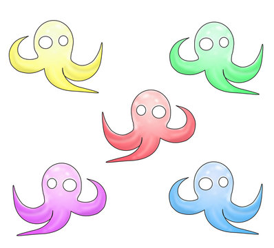 Octopus sea pattern. Octopus isolated on white background. Cartoon Illustration