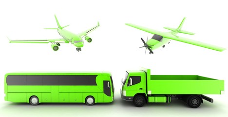 TYPES OF TRANSPORT 3D rendering