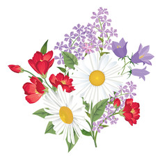 Flower bouquet background Floral frame. Flourish greeting card.