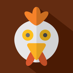 Modern Flat Design Chicken Icon Vector Illustration.