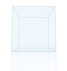 Transparent box with reflection on floor