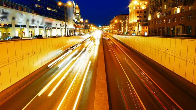 time lapse of long exposure night traffic