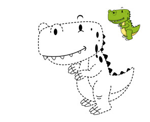 Illustration of educational game for kids and coloring book-dino