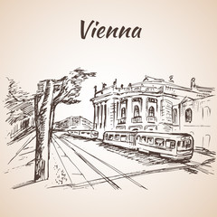 Vienna street with tram