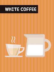 White Coffee Flat Vector. Poster. Icon