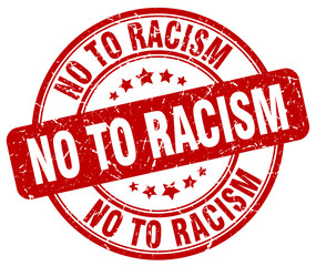 no to racism red grunge round vintage rubber stamp
