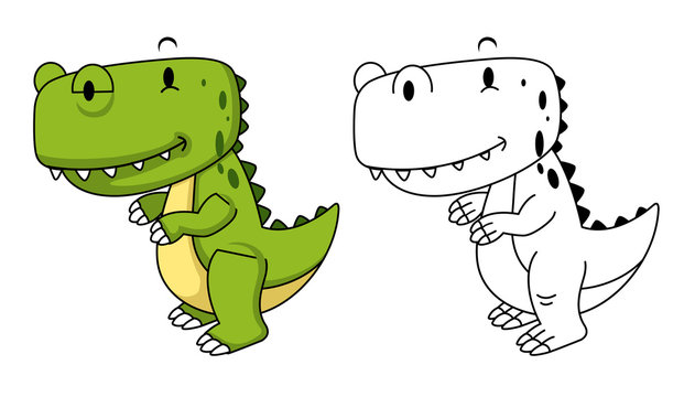 Illustration of educational coloring book-dinosaur