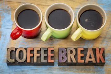 coffee break banner in wood type