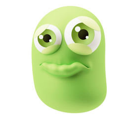 Pouting Sad Expression Emoticon Character. 3d Rendering.