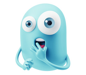 Surprised Emoticon Character. 3d Rendering.