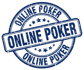 online poker blue grunge round vintage rubber stamp