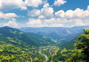 Fototapeta na wymiar Mountain valley on a background of the river