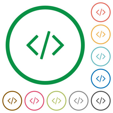 Programming code outlined flat icons