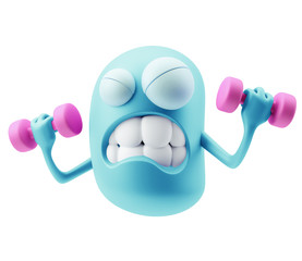 GYM  Emoticon Face. 3d Rendering.