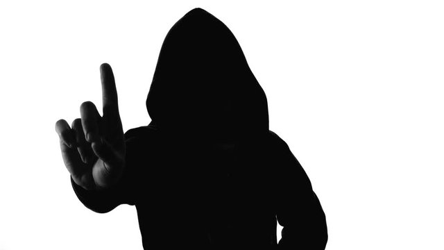 anonymous hacker with mask talking to camera 4k