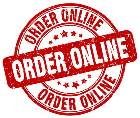 order online red grunge round vintage rubber stamp