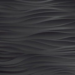 Black texture. Wavy background. Interior wall decoration. Vector