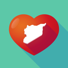 Fototapeta na wymiar Long shadow red heart with the map of Syria
