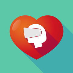 Long shadow red heart with  a female head wearing a virtual real