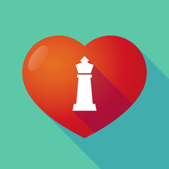 Long shadow red heart with a  king   chess figure
