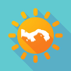 Long shadow sun with  the Panama map