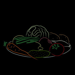 A plate with vegetables, vector illustration - 110882995