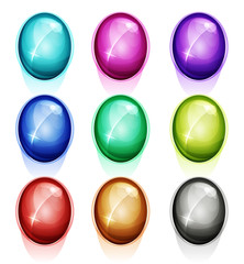 Rounded Gems, Diamonds Icons And Buttons © benchart