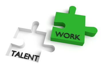 Missing puzzle piece, talent and work, green