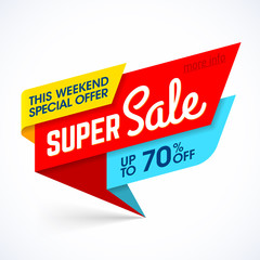 Super sale special offer banner, up to 50% off
