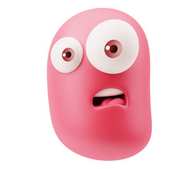 Surprised Emoticon Character Expression. 3d Rendering.